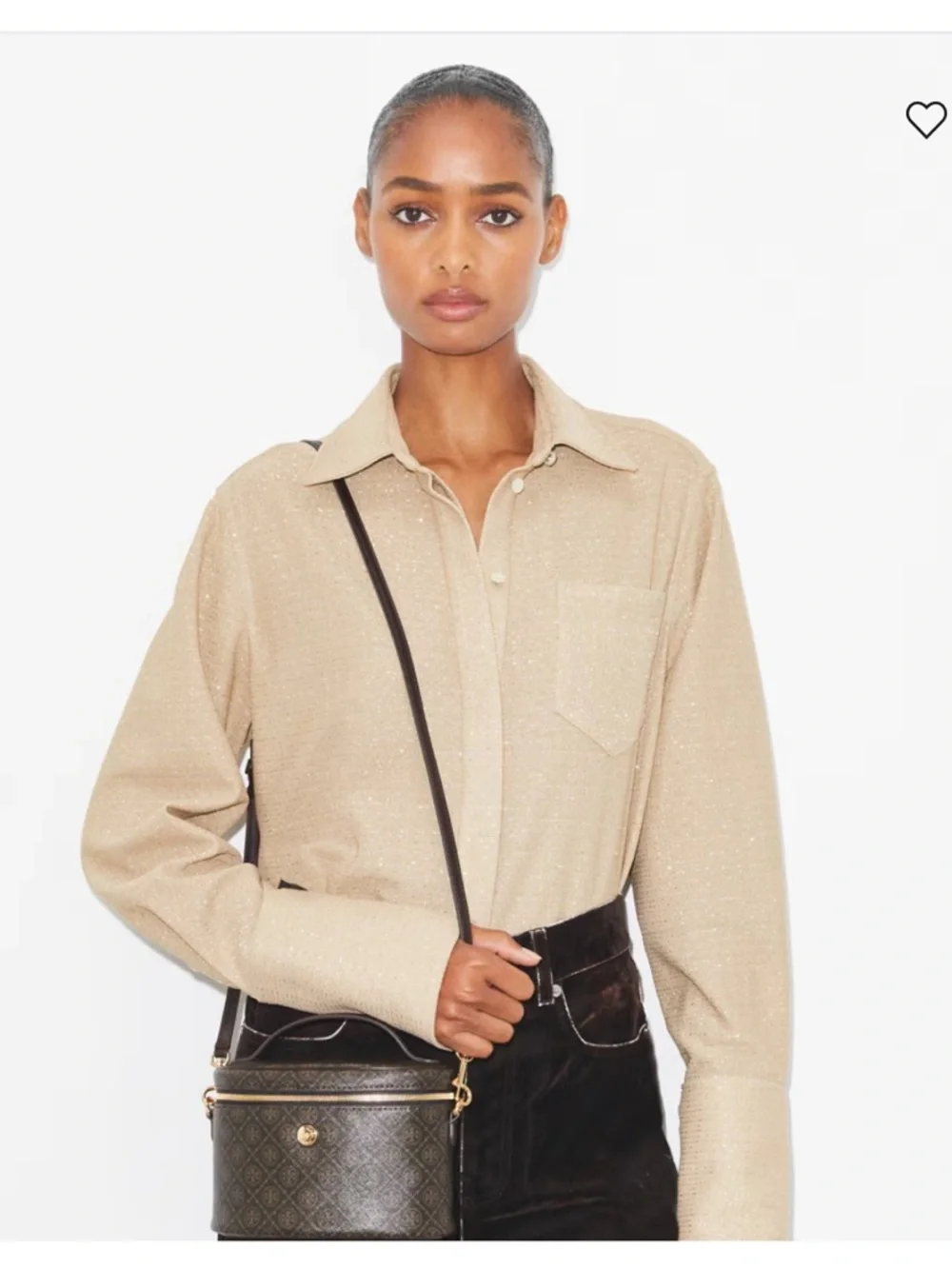NWT Tory Burch T Monogram Coated Canvas Soft Vanity Case Crossbody Bag Purse‎